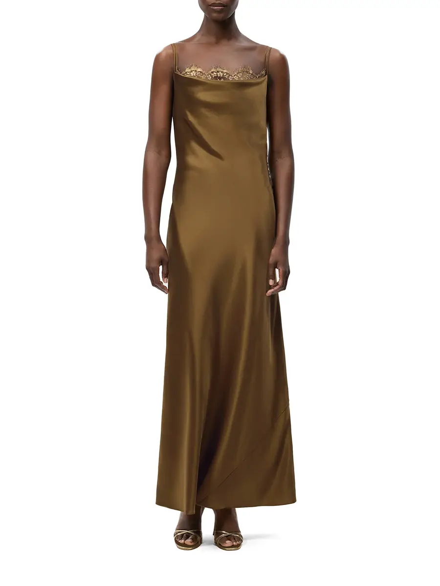 Adam Lippes Blake Lace-Trimmed Silk Midi Dress | Thumbnail 3 Adam Lippes Blake Lace-Trimmed Silk Midi Dress | Thumbnail 3