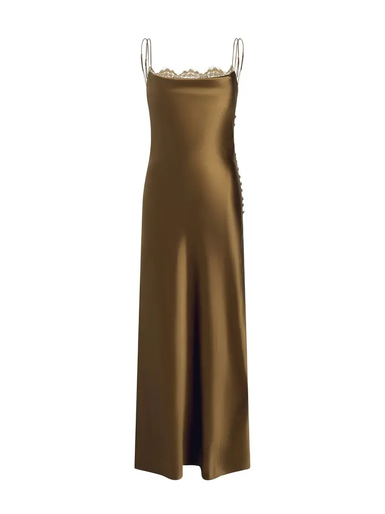 Blake Lace-Trimmed Silk Midi Dress