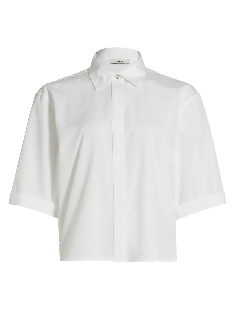 Vince Women's Canvas Tape Button-Front Shirt - Optic White | Image 1 Vince Women's Canvas Tape Button-Front Shirt - Optic White | Image 1