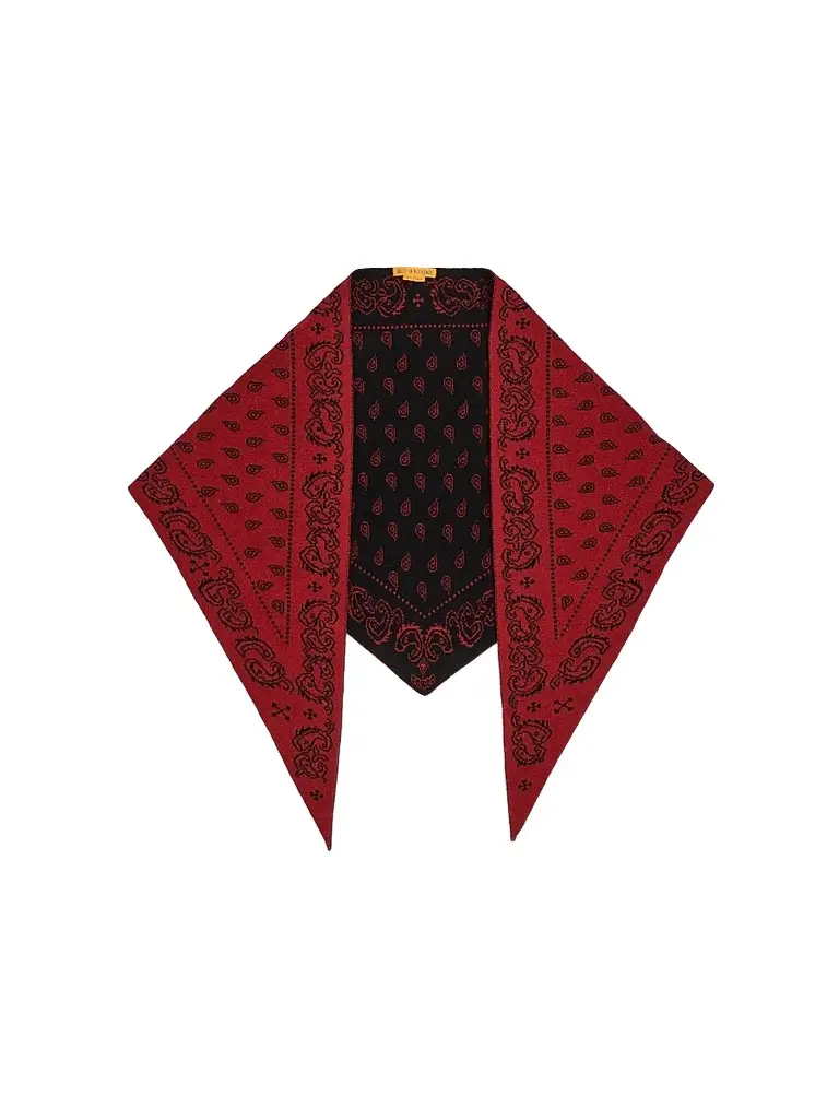 Guest In Residence Women's Cashmere Paisley Triangle Bandana - Carmine Black | Image 1 Guest In Residence Women's Cashmere Paisley Triangle Bandana - Carmine Black | Image 1
