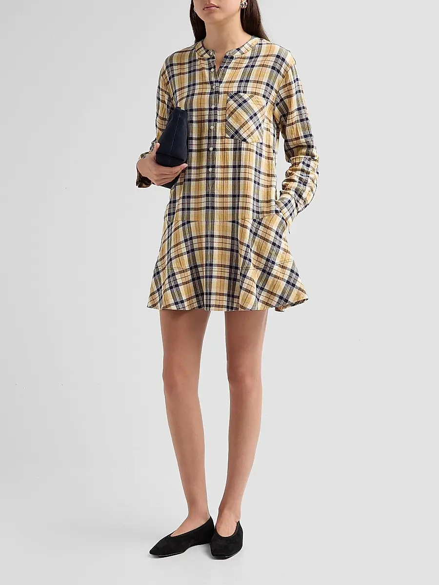 Veronica Beard Women's Corin Plaid Cotton-Blend Minidress | Thumbnail 4 Veronica Beard Women's Corin Plaid Cotton-Blend Minidress | Thumbnail 4