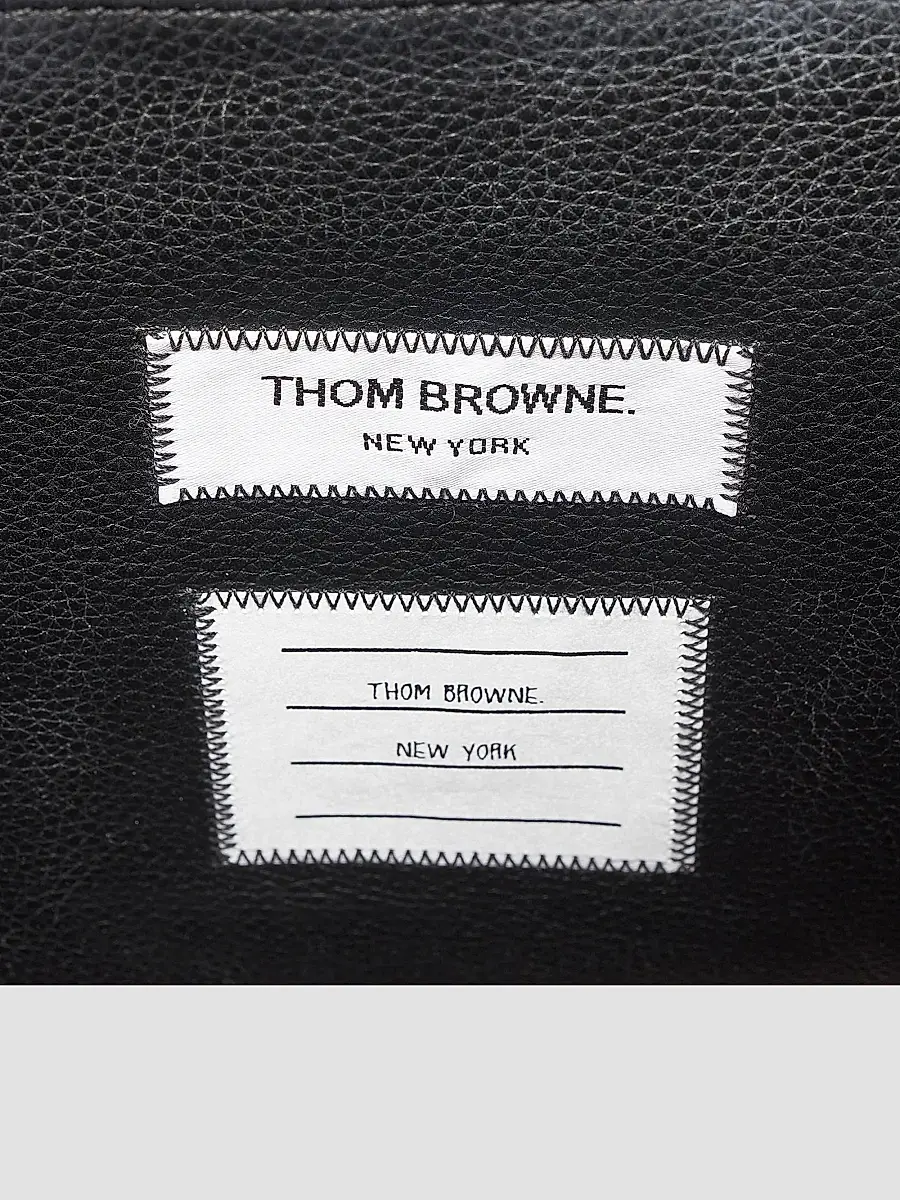Thom Browne Men's Striped-Detail Pebbled Leather Tote Bag | Thumbnail 8 Thom Browne Men's Striped-Detail Pebbled Leather Tote Bag | Thumbnail 8