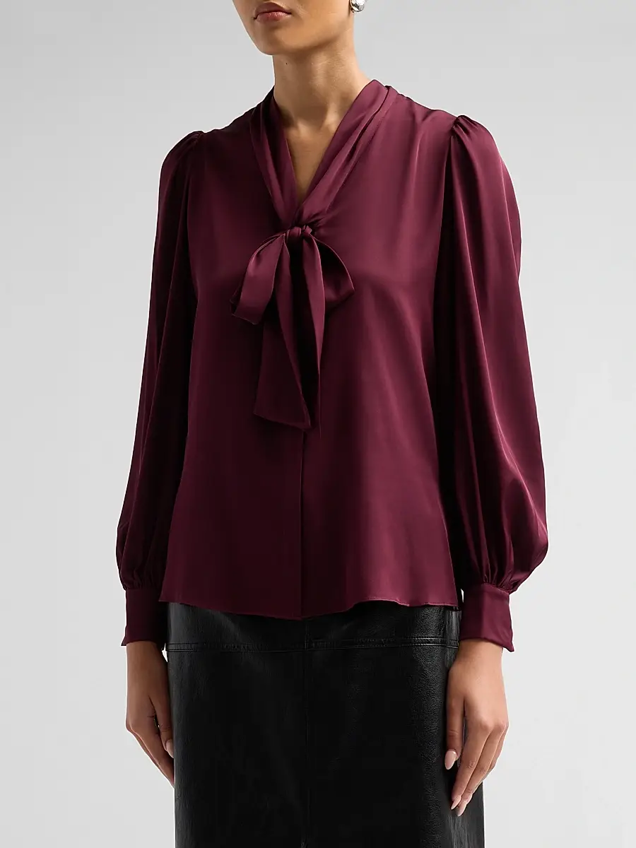 Kobi Halperin Women's Selena Stretch-Silk Tie-Front Blouse | Thumbnail 4 Kobi Halperin Women's Selena Stretch-Silk Tie-Front Blouse | Thumbnail 4