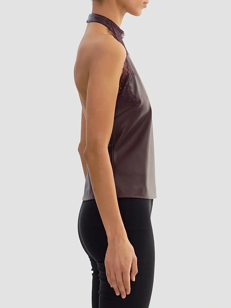 LAMARQUE Women's Ginny Faux Leather Lace-Trim Halter Top | Thumbnail 6 LAMARQUE Women's Ginny Faux Leather Lace-Trim Halter Top | Thumbnail 6