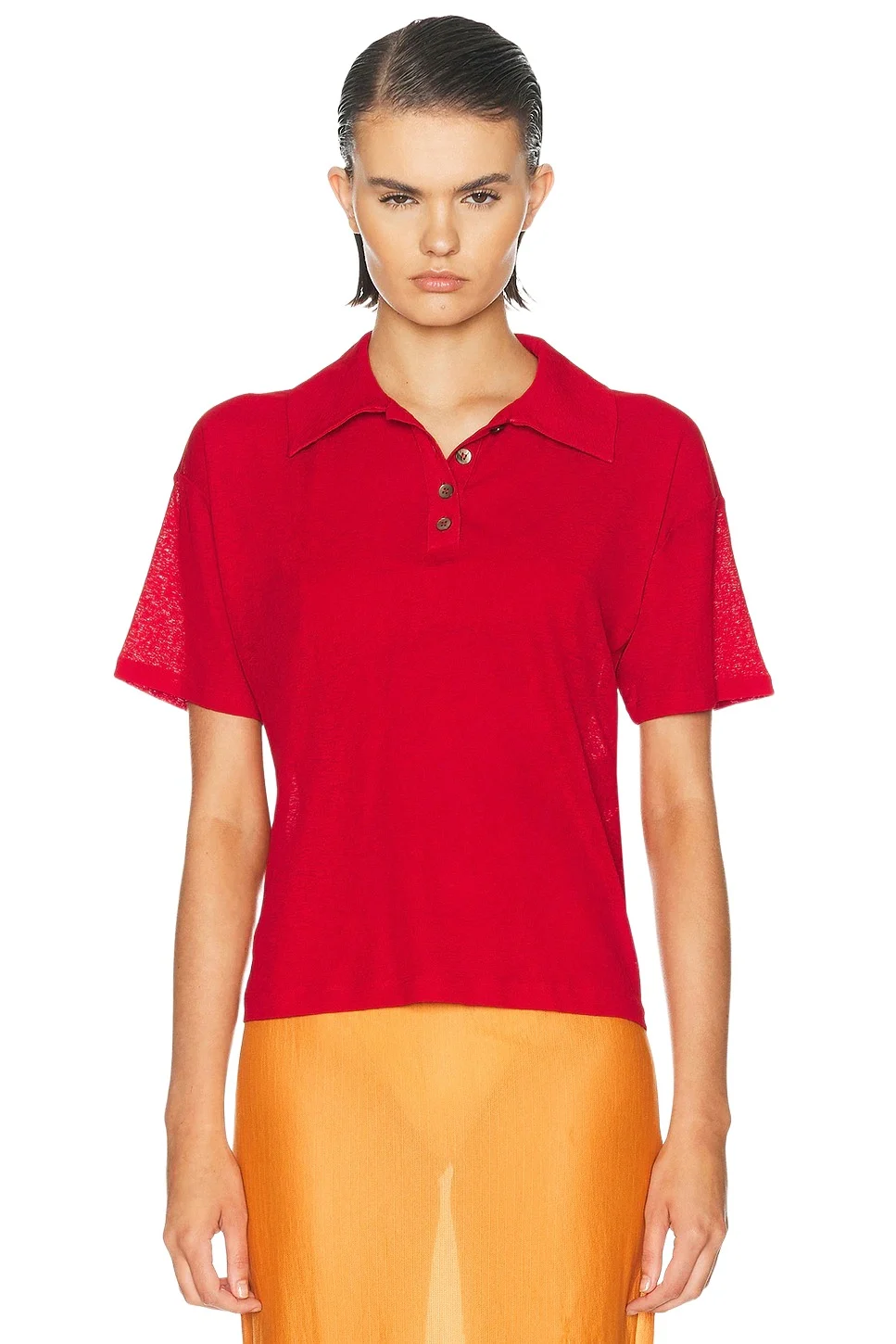Leo Semi Sheer Polo Top Leo Semi Sheer Polo Top