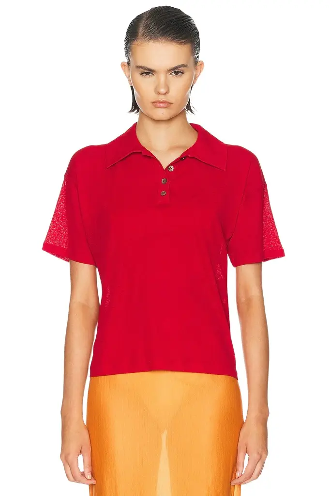 SIEDRÉS Leo Semi Sheer Polo Top | Image 1 SIEDRÉS Leo Semi Sheer Polo Top | Image 1
