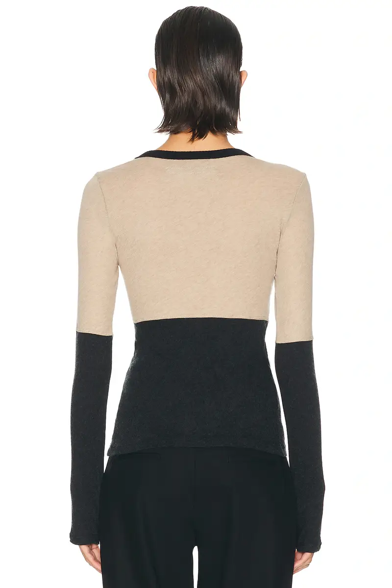 ENZA COSTA Cashmere Jersey New Classic Block Crewneck Top | Thumbnail 3