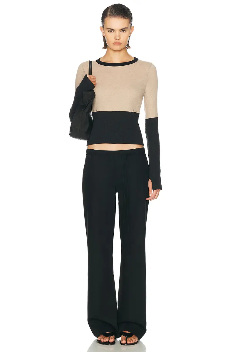 ENZA COSTA Cashmere Jersey New Classic Block Crewneck Top | Thumbnail 4