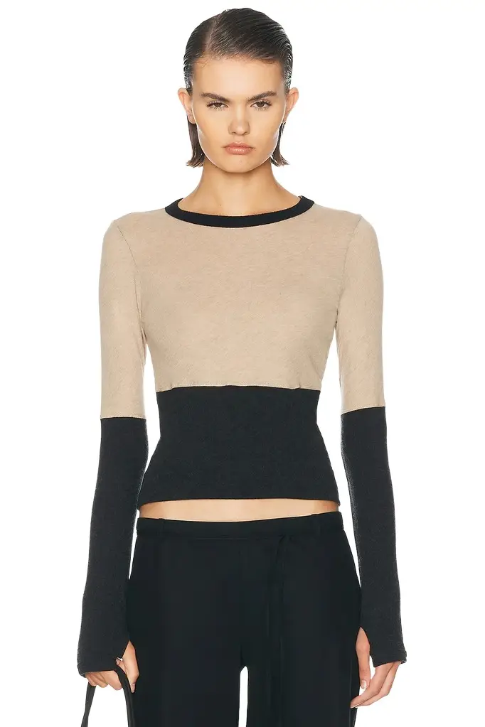 ENZA COSTA Cashmere Jersey New Classic Block Crewneck Top | Image 1 ENZA COSTA Cashmere Jersey New Classic Block Crewneck Top | Image 1