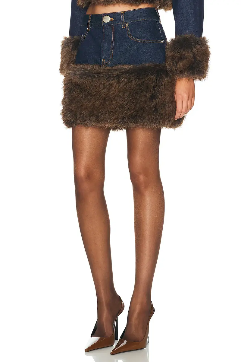 Marc Jacobs Faux Fur Denim Mini Skirt | Thumbnail 3 Marc Jacobs Faux Fur Denim Mini Skirt | Thumbnail 3
