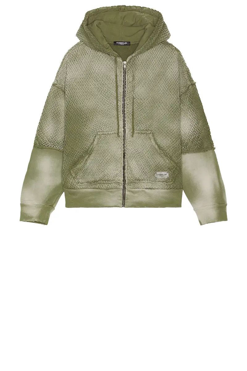 Strike Oil Double Sleeve Net Zip Hoodie | Thumbnail 4 Strike Oil Double Sleeve Net Zip Hoodie | Thumbnail 4