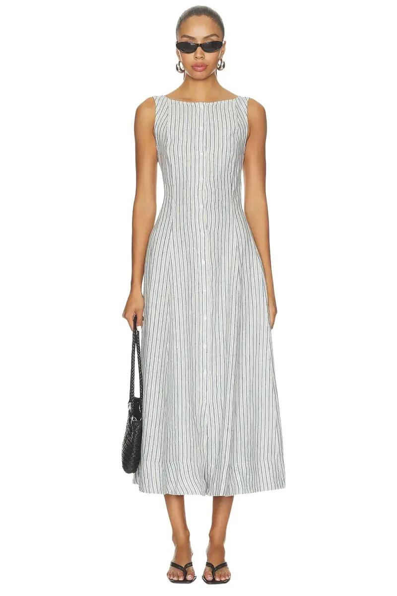 Boat Neck Sleeveless A Line Dress Boat Neck Sleeveless A Line Dress