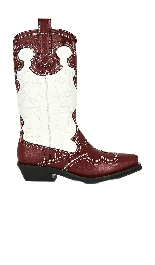 Ganni Mid Shaft Embroidered Western Boot | Image 1 Ganni Mid Shaft Embroidered Western Boot | Image 1