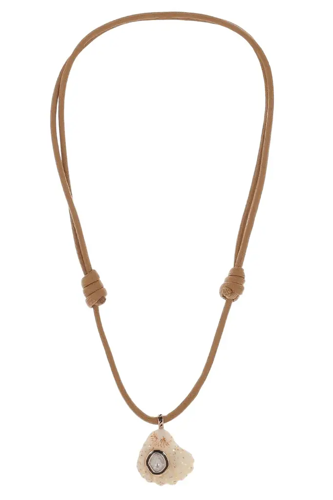 DEZSO BY SARA BELTRÁN Diamond Cat Paw Shell Necklace - Brown