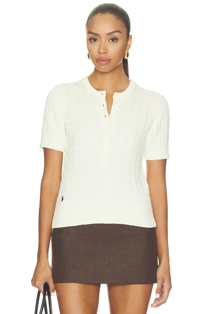 Cotton Short Sleeve Henley Sweater Cotton Short Sleeve Henley Sweater