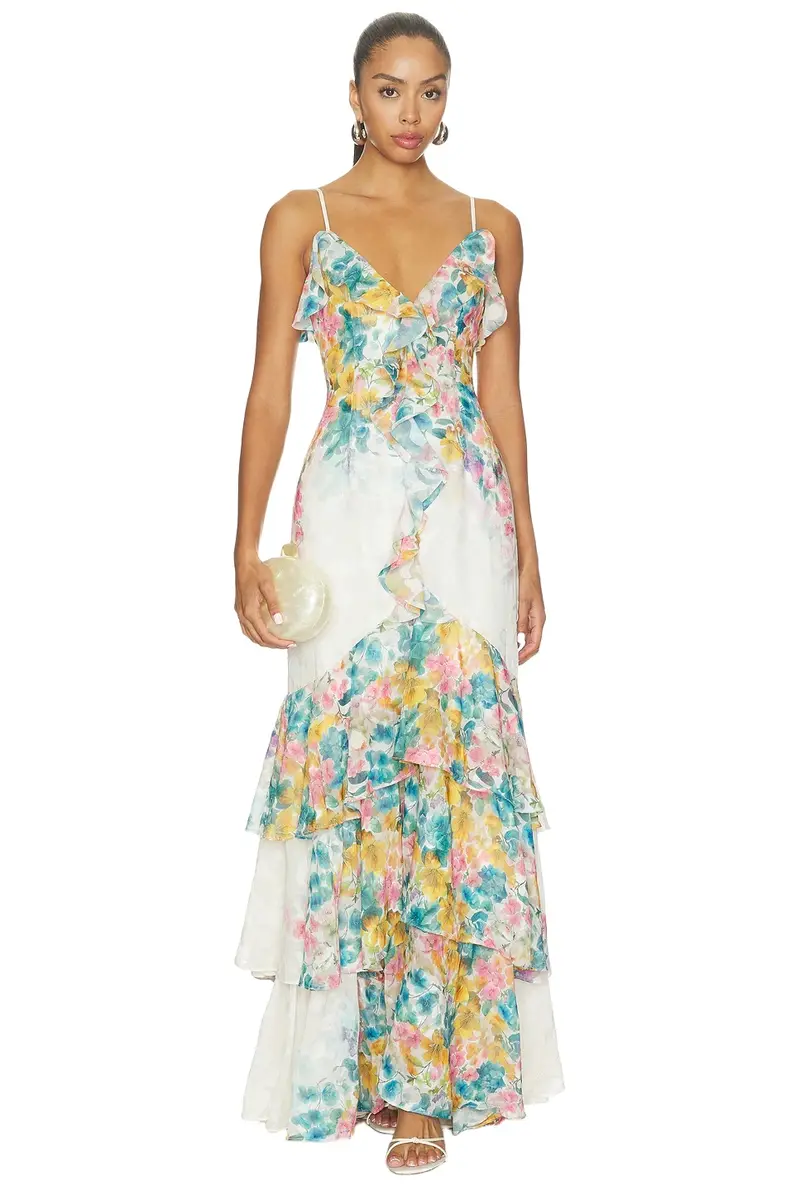 Clementina With Ruffle Detailing Maxi Dress