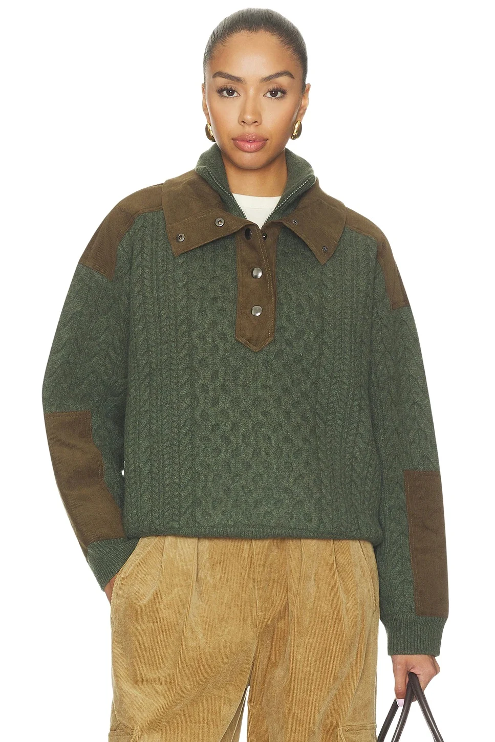 Allen Cable Half Zip Double Layer Sweater