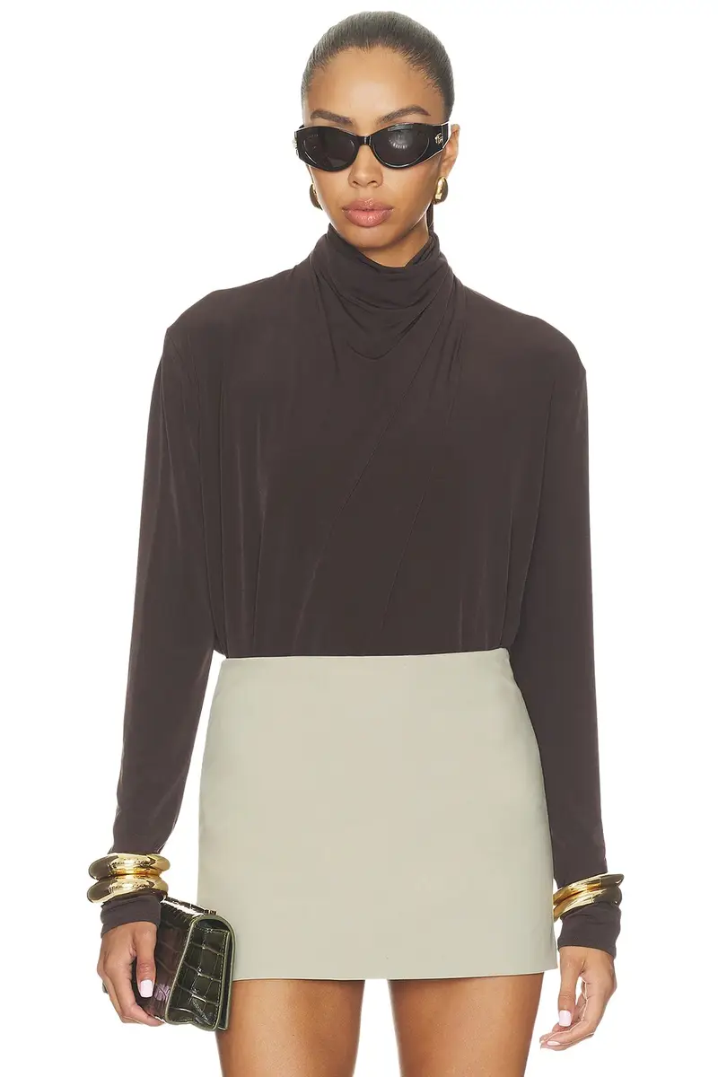 Longsleeve Draped Cowl Blouse