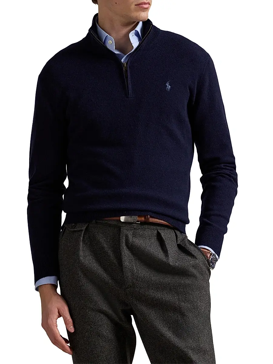 Polo Ralph Lauren Men's Logo Wool Quarter-Zip Sweater | Thumbnail 3