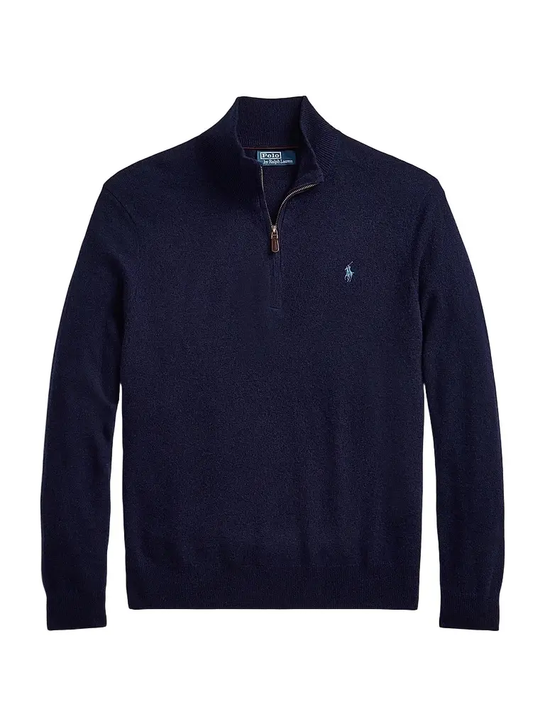 Polo Ralph Lauren Men's Logo Wool Quarter-Zip Sweater