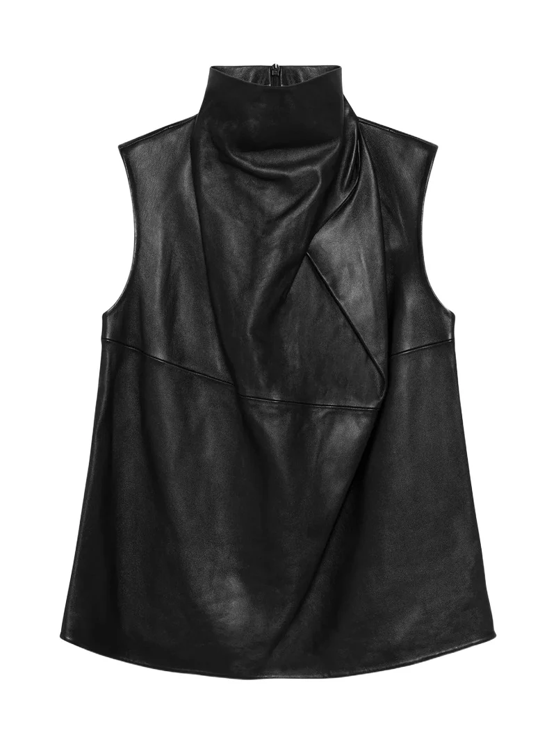 Women's Halley Cowlneck Leather Top Women's Halley Cowlneck Leather Top