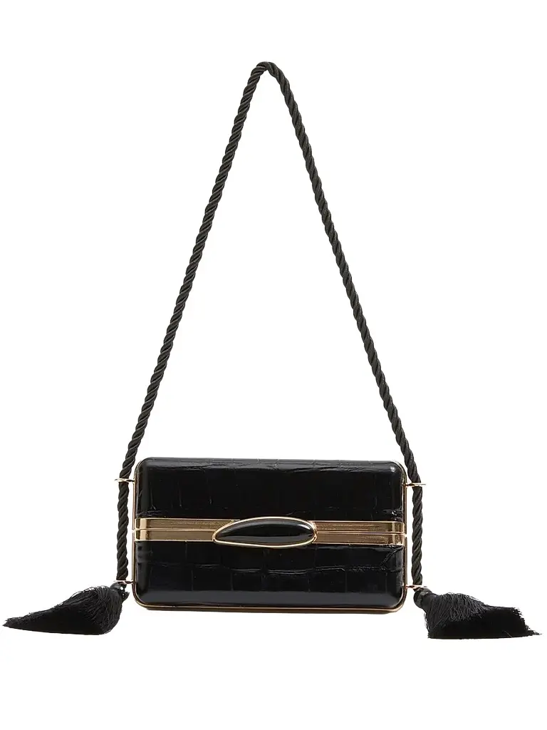 Simkhai Women's Roma Croc-Embossed Leather Shoulder Bag - Black Gold | Image 1 Simkhai Women's Roma Croc-Embossed Leather Shoulder Bag - Black Gold | Image 1
