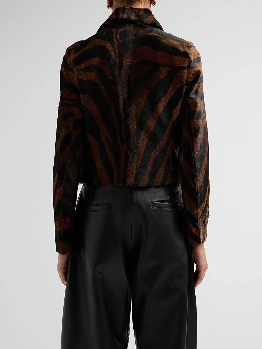 Simkhai Women's Daria Zebra Print Leather Jacket | Thumbnail 3 Simkhai Women's Daria Zebra Print Leather Jacket | Thumbnail 3