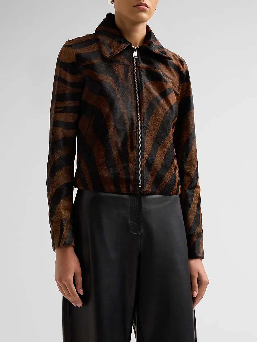 Simkhai Women's Daria Zebra Print Leather Jacket | Thumbnail 4 Simkhai Women's Daria Zebra Print Leather Jacket | Thumbnail 4