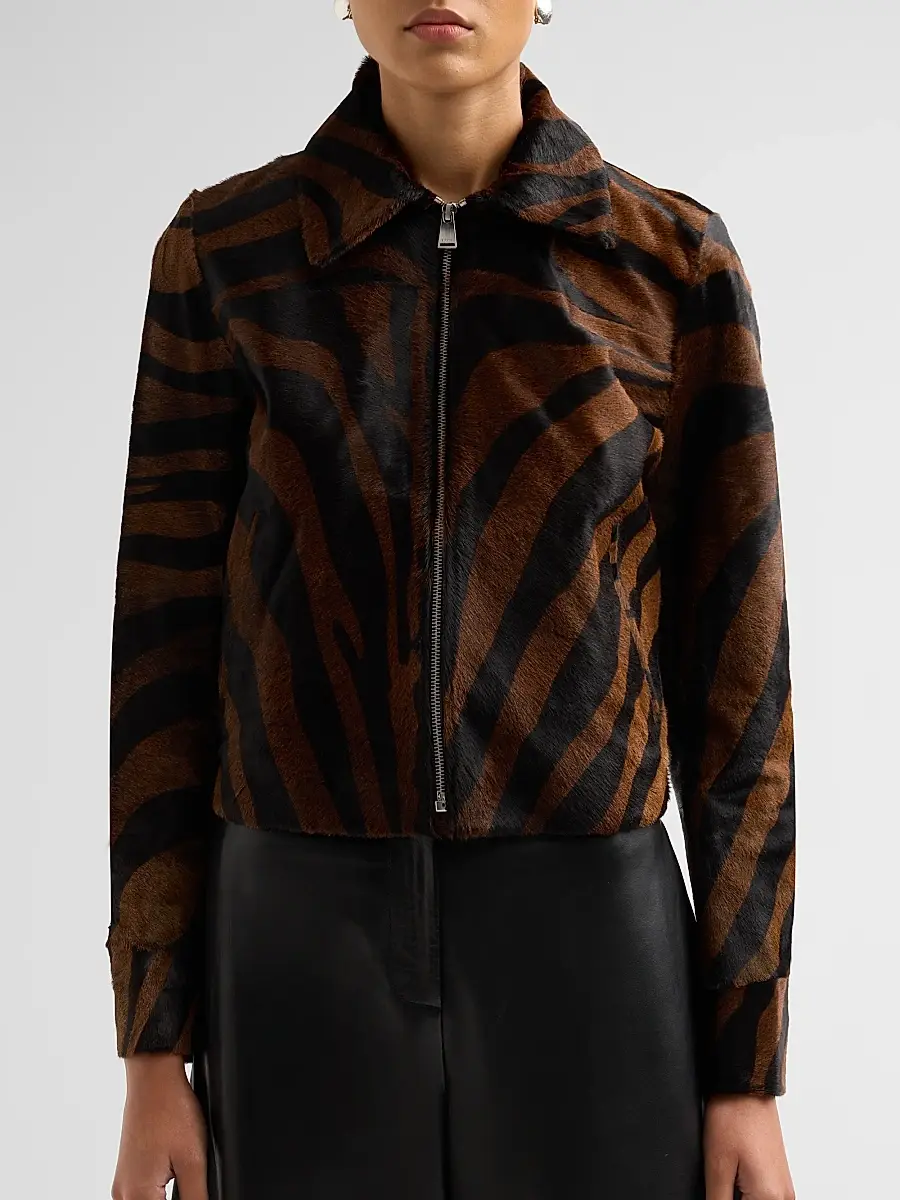 Simkhai Women's Daria Zebra Print Leather Jacket | Thumbnail 5 Simkhai Women's Daria Zebra Print Leather Jacket | Thumbnail 5