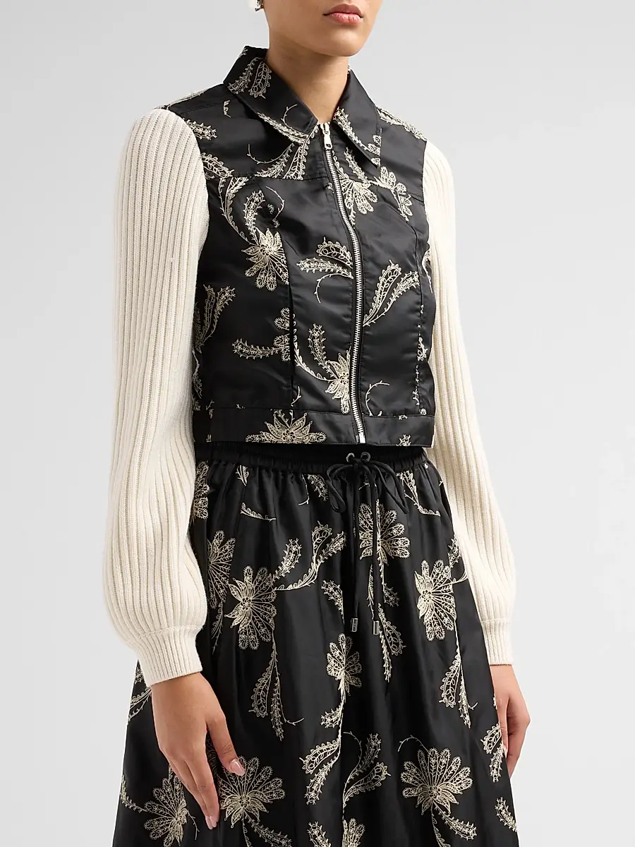 Cinq à Sept Women's Ciara Paisley Fan Mixed-Media Jacket | Thumbnail 4 Cinq à Sept Women's Ciara Paisley Fan Mixed-Media Jacket | Thumbnail 4