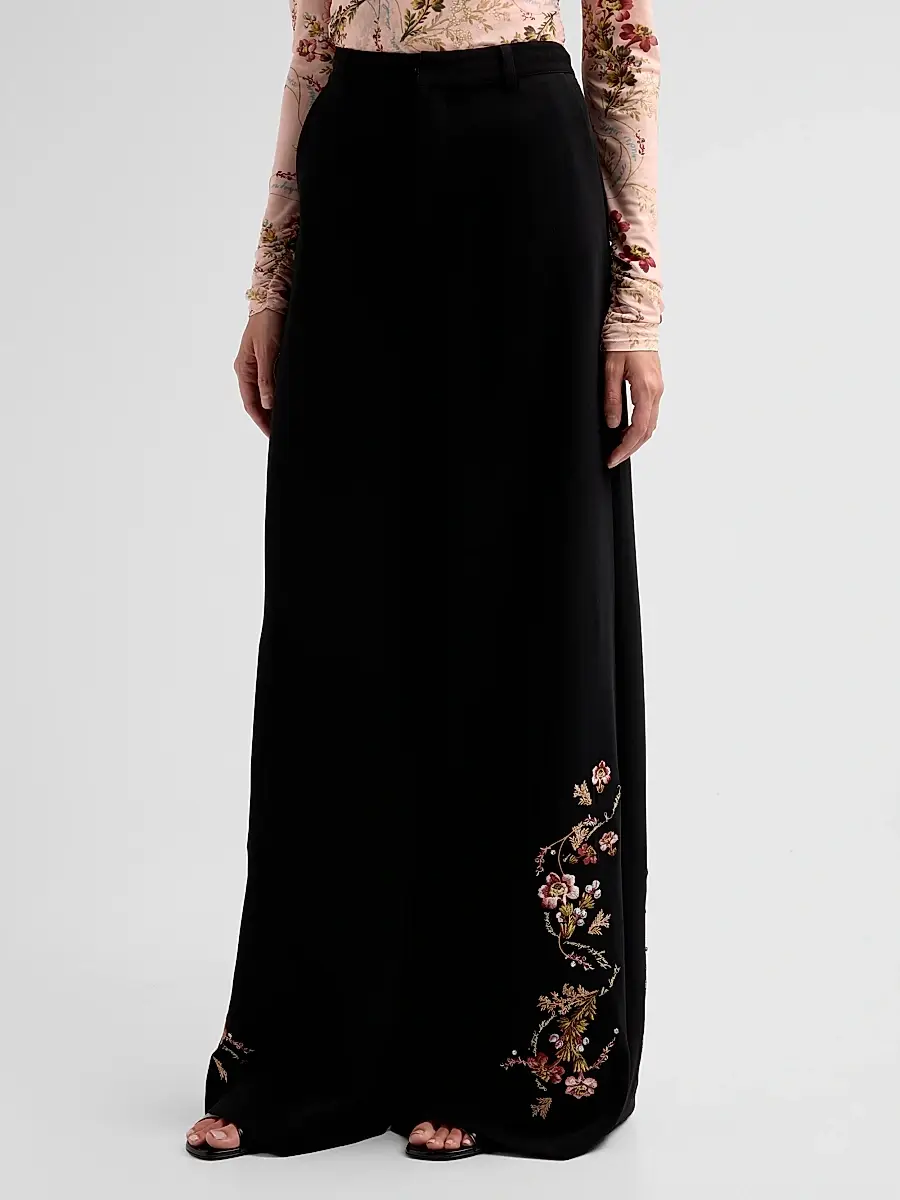 Cinq à Sept Women's Roxane Loveletter Floral Embroidered Wide-Leg Pants | Thumbnail 4