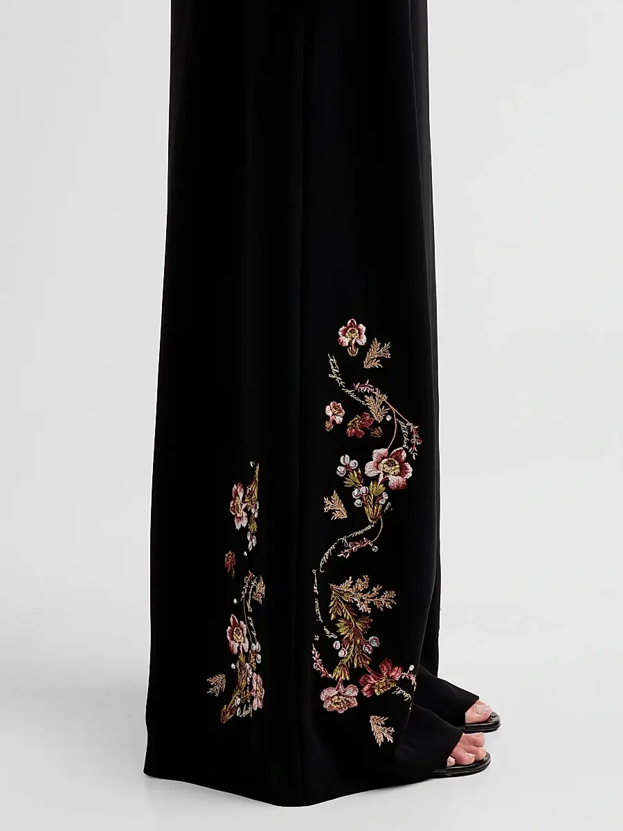 Cinq à Sept Women's Roxane Loveletter Floral Embroidered Wide-Leg Pants | Thumbnail 5