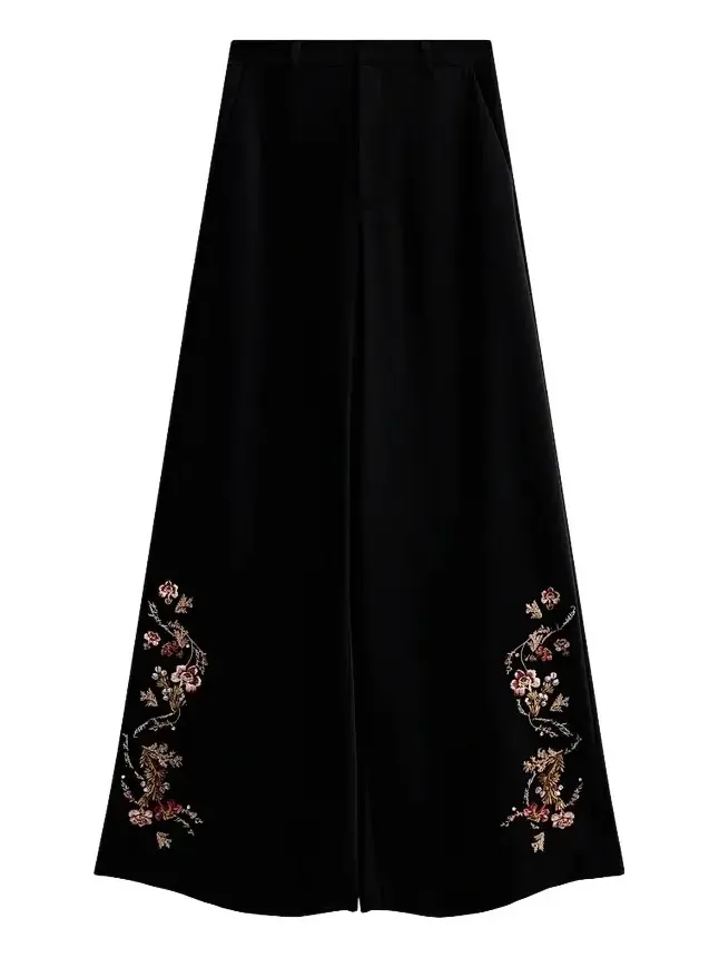 Women's Roxane Loveletter Floral Embroidered Wide-Leg Pants