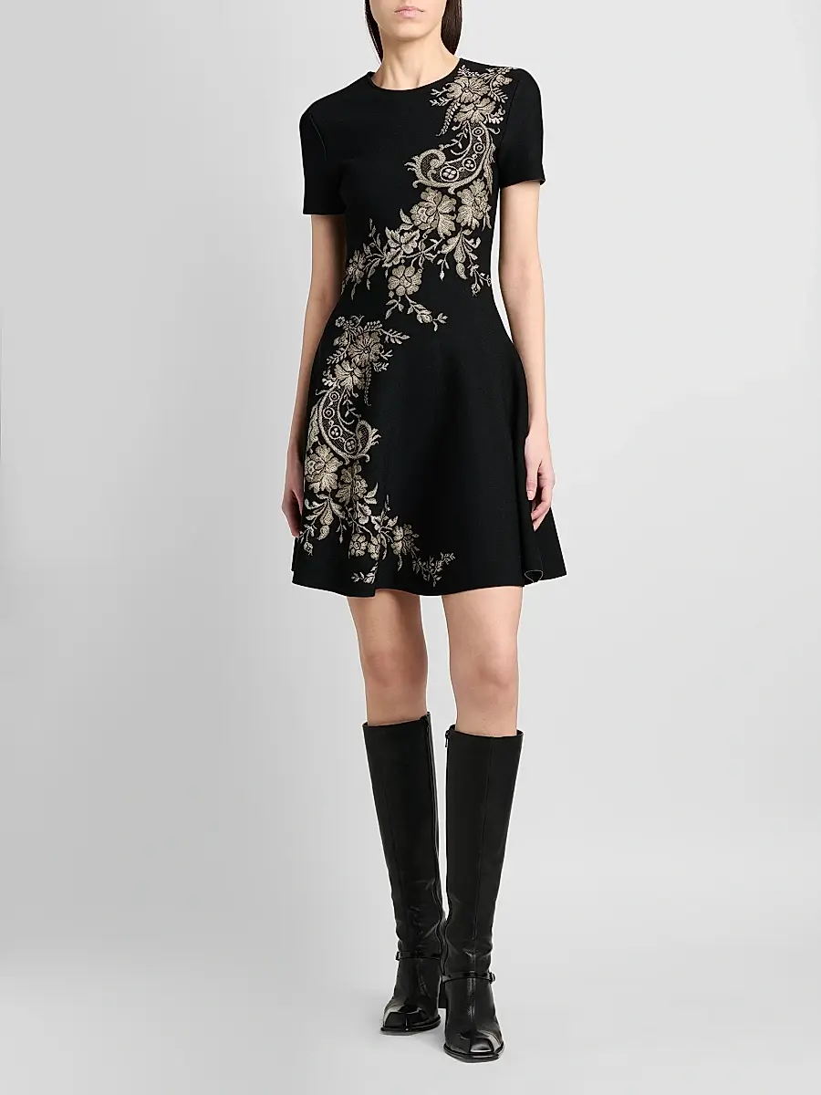 Alexander McQueen Women's Volume Asymmetric Jacquard Mini Dress | Thumbnail 2