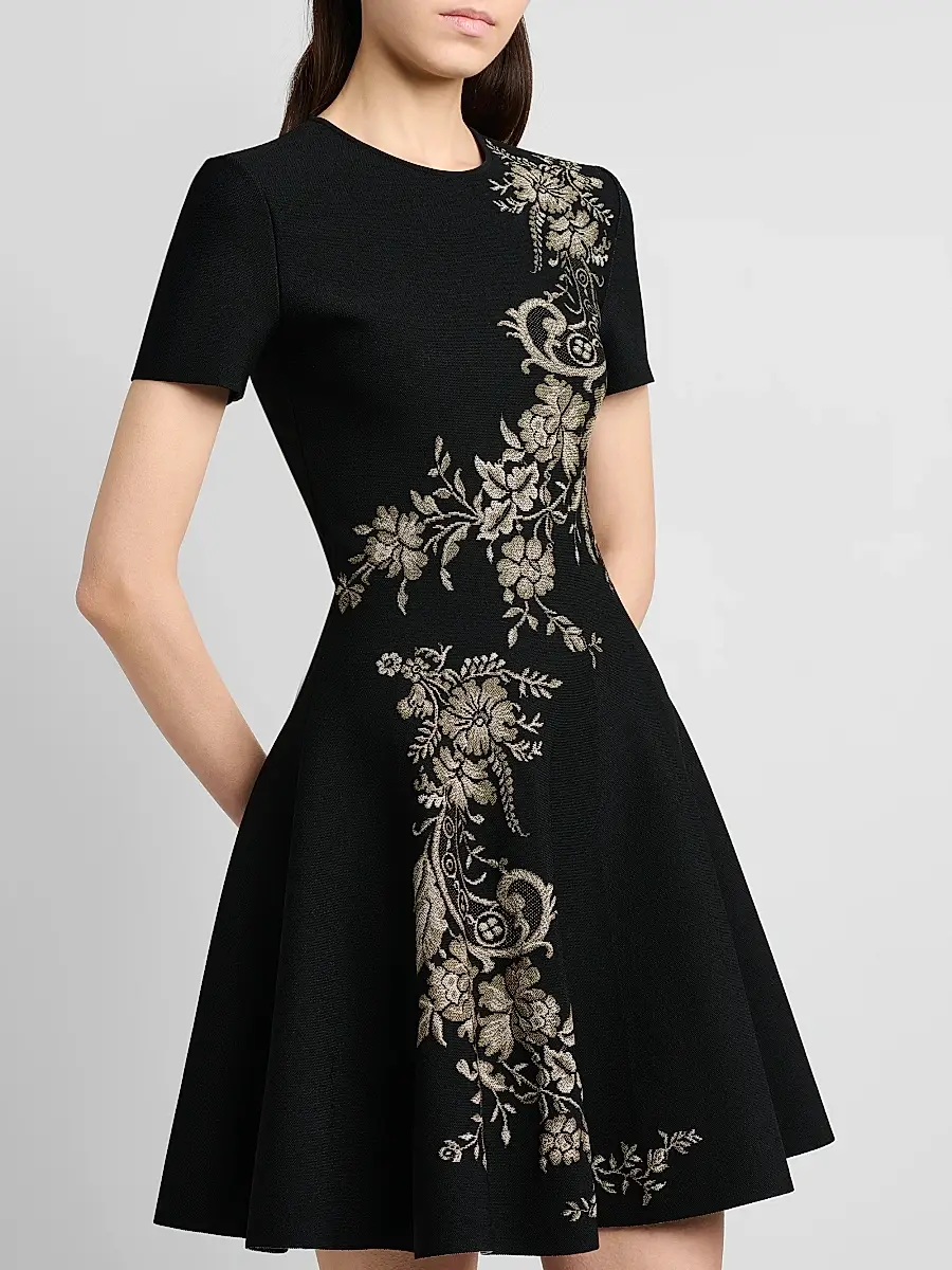 Alexander McQueen Women's Volume Asymmetric Jacquard Mini Dress | Thumbnail 5