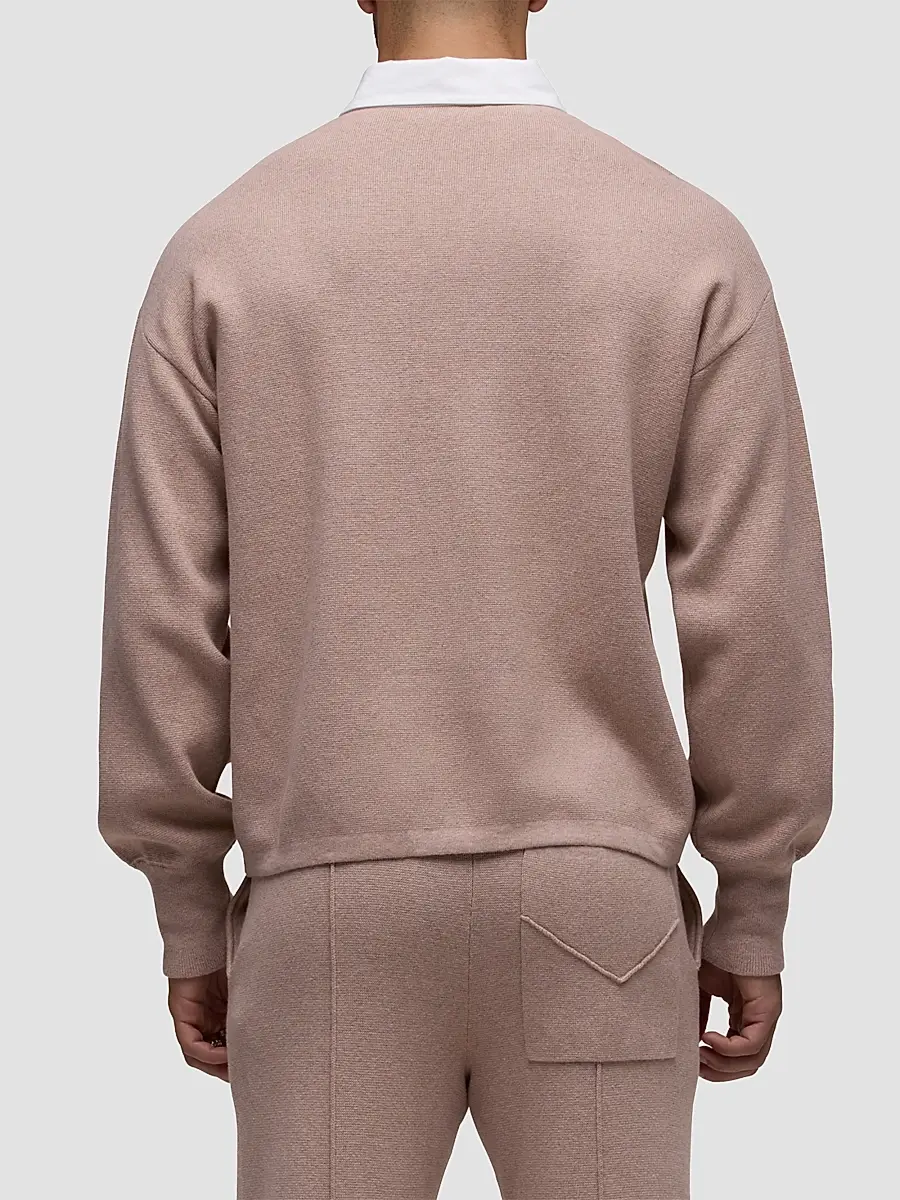 Hudson Jeans Men's Contrast-Collar Long-Sleeve Polo Sweater | Thumbnail 3 Hudson Jeans Men's Contrast-Collar Long-Sleeve Polo Sweater | Thumbnail 3