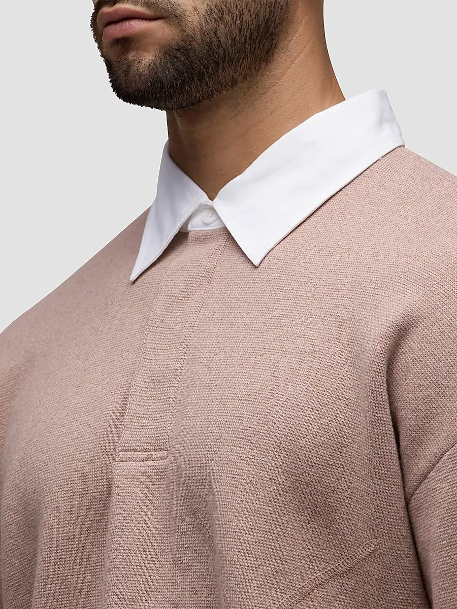 Hudson Jeans Men's Contrast-Collar Long-Sleeve Polo Sweater | Thumbnail 6 Hudson Jeans Men's Contrast-Collar Long-Sleeve Polo Sweater | Thumbnail 6