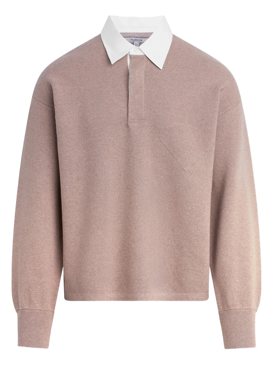 Men's Contrast-Collar Long-Sleeve Polo Sweater Men's Contrast-Collar Long-Sleeve Polo Sweater