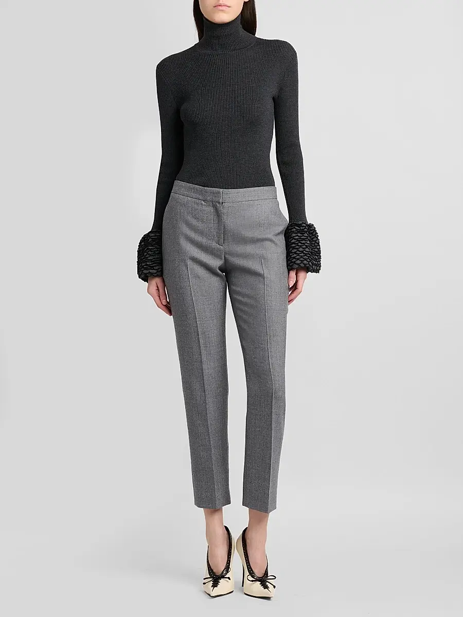 Alexander McQueen Women's Wool Crop Cigarette Trousers | Thumbnail 2 Alexander McQueen Women's Wool Crop Cigarette Trousers | Thumbnail 2