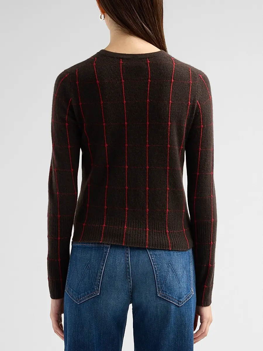 Guest In Residence Women's Jane Windowpane Cashmere Crewneck Cardigan | Thumbnail 3 Guest In Residence Women's Jane Windowpane Cashmere Crewneck Cardigan | Thumbnail 3