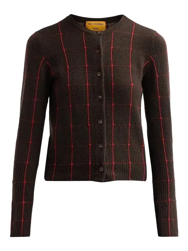 Women's Jane Windowpane Cashmere Crewneck Cardigan Women's Jane Windowpane Cashmere Crewneck Cardigan