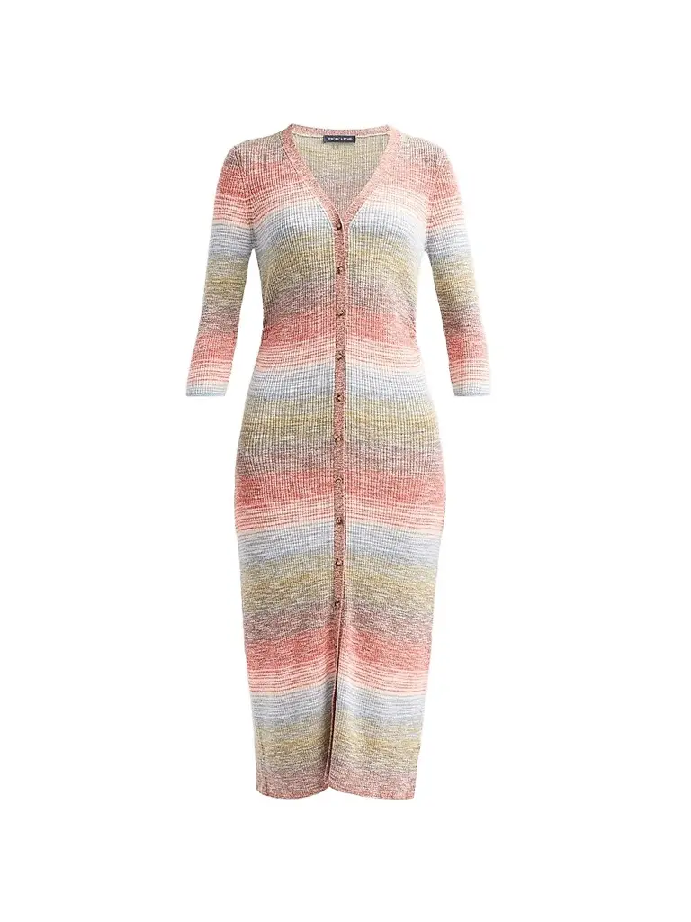 Veronica Beard Women's Tavielle Knit Midi Dress - Orange Mustard Multi | Image 1 Veronica Beard Women's Tavielle Knit Midi Dress - Orange Mustard Multi | Image 1