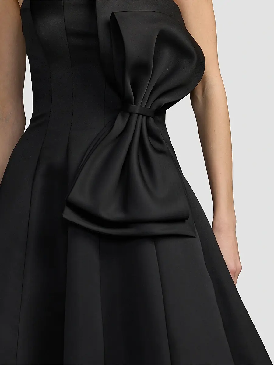 Mac Duggal Women's Satin Charmeuse Bow Strapless Midi Dress | Thumbnail 4 Mac Duggal Women's Satin Charmeuse Bow Strapless Midi Dress | Thumbnail 4
