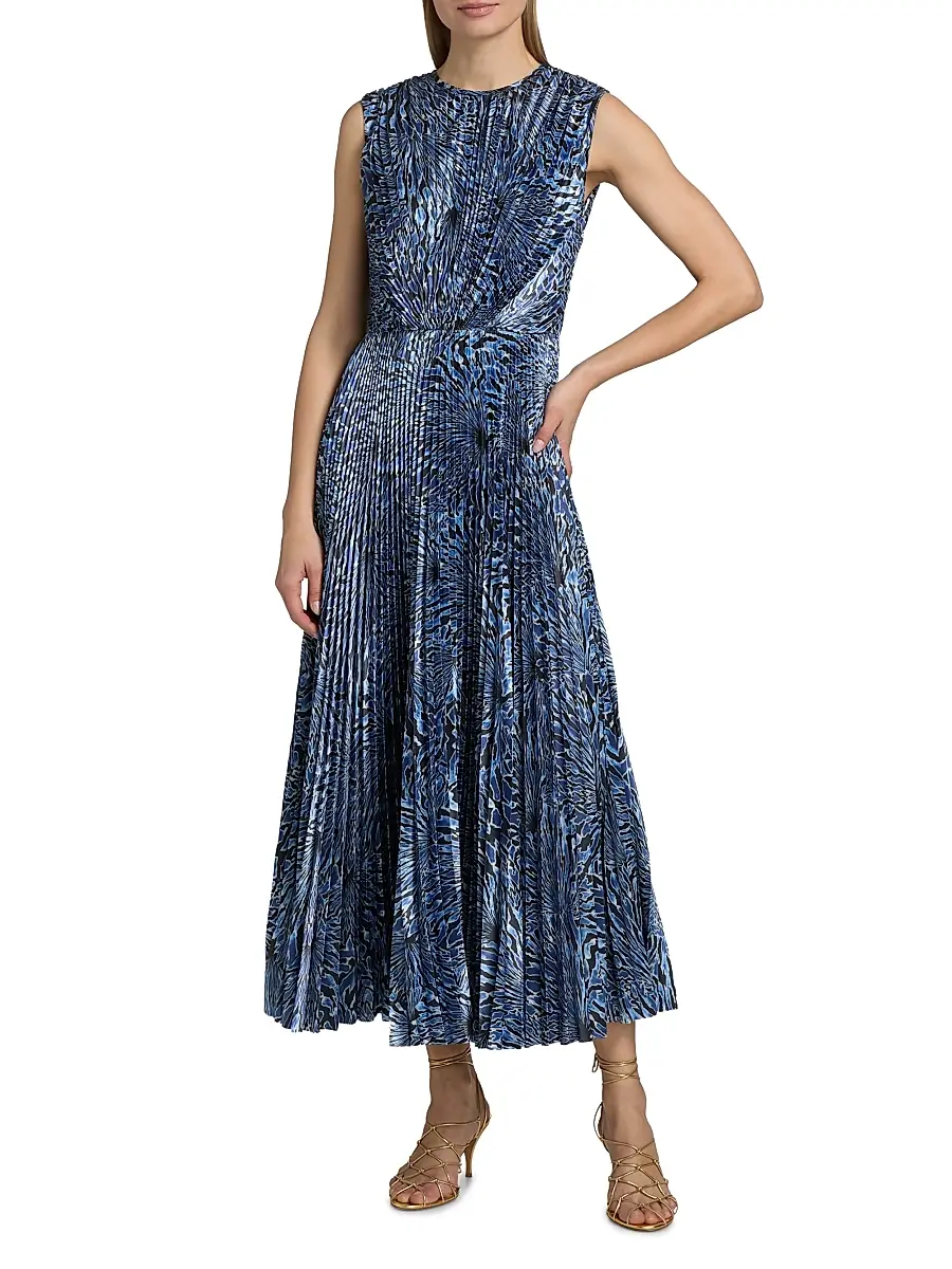 Ulla Johnson Women's Malin Pleated Satin Midi Dress | Thumbnail 2 Ulla Johnson Women's Malin Pleated Satin Midi Dress | Thumbnail 2