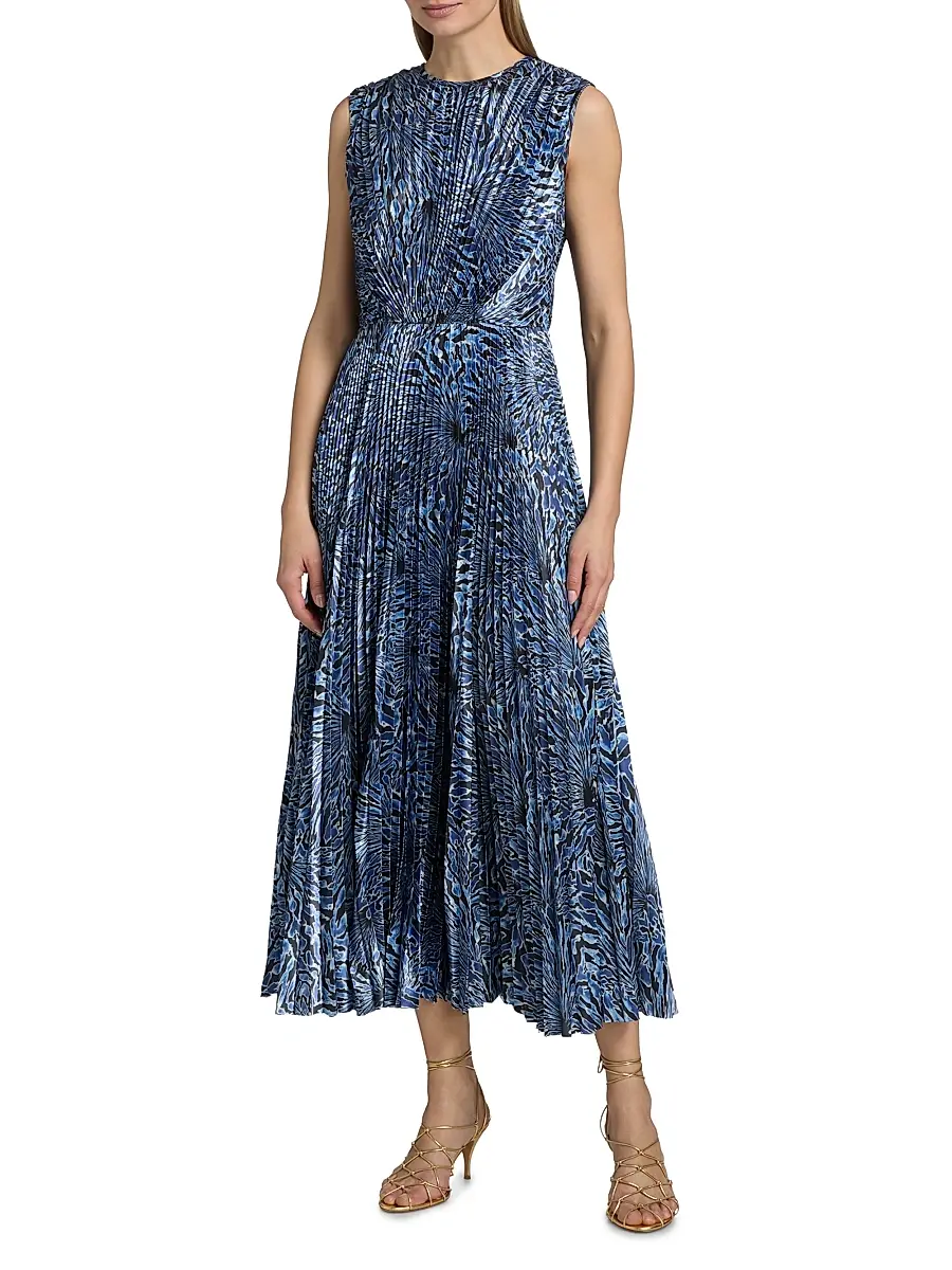 Ulla Johnson Women's Malin Pleated Satin Midi Dress | Thumbnail 3 Ulla Johnson Women's Malin Pleated Satin Midi Dress | Thumbnail 3