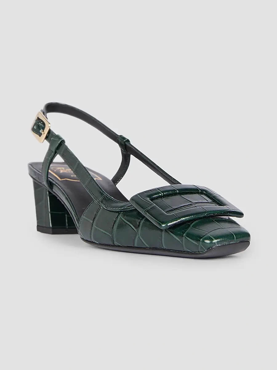 Roger Vivier Women's Belle Vivier 45MM Croc-Embossed Leather Slingback Pumps | Thumbnail 2