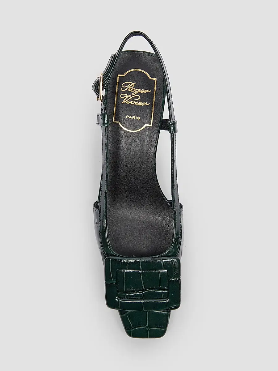 Roger Vivier Women's Belle Vivier 45MM Croc-Embossed Leather Slingback Pumps | Thumbnail 4