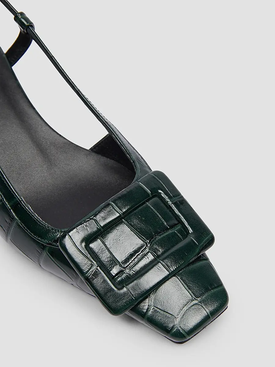 Roger Vivier Women's Belle Vivier 45MM Croc-Embossed Leather Slingback Pumps | Thumbnail 5
