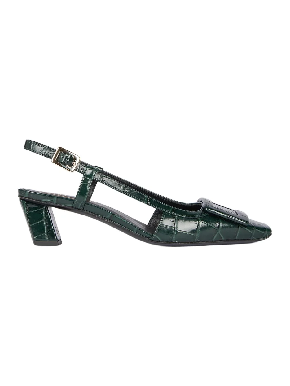 Women's Belle Vivier 45MM Croc-Embossed Leather Slingback Pumps Women's Belle Vivier 45MM Croc-Embossed Leather Slingback Pumps