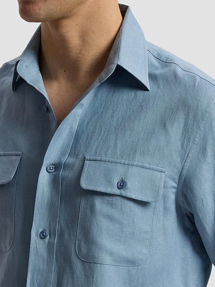 Ralph Lauren Purple Label Men's Silk-Linen Button-Front Shirt | Thumbnail 6 Ralph Lauren Purple Label Men's Silk-Linen Button-Front Shirt | Thumbnail 6